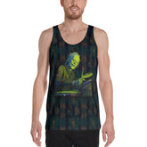 Botanical Bliss Men's Tank Top on a clothing mannequin.